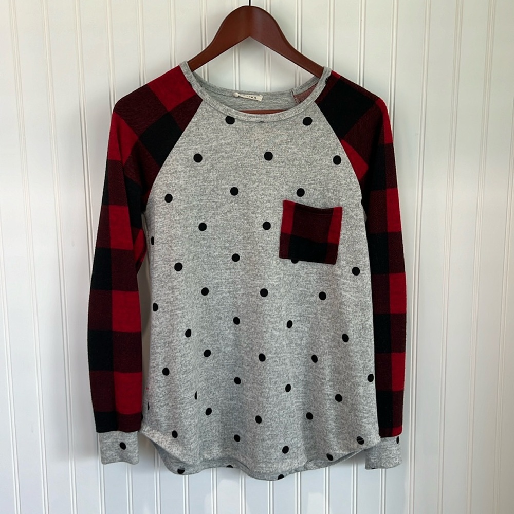 Polka Dot & Plaid Sweater